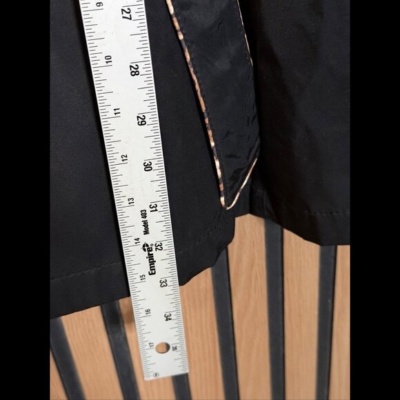 Betsey Johnson Trench Coat Small Black Double-Breasted Belted Stretch Hooded - Picture 5 of 7